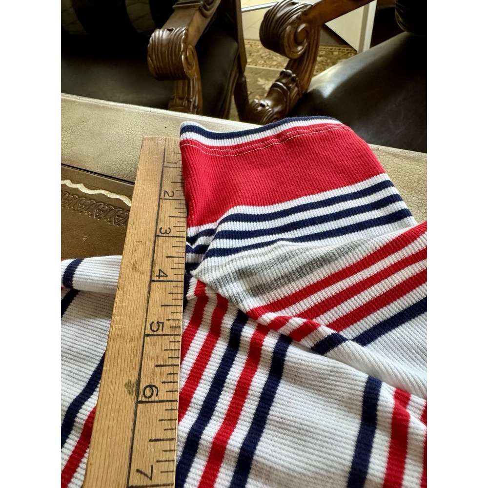 No Comment Dress Womens Red White &‎ Blue Striped Short Sleeve July 4th Sz. L - Picture 7 of 10